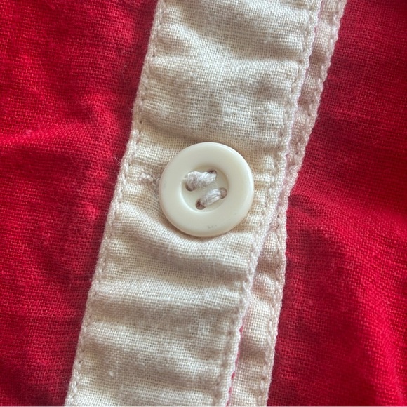 VINTAGE Made in India 100% Cotton Red Short Sleeve Button Up Top w/ Cherries SzM - Picture 6 of 15